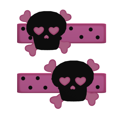 Polka Dot Skull Hair Clip Pink & Black Roblox item