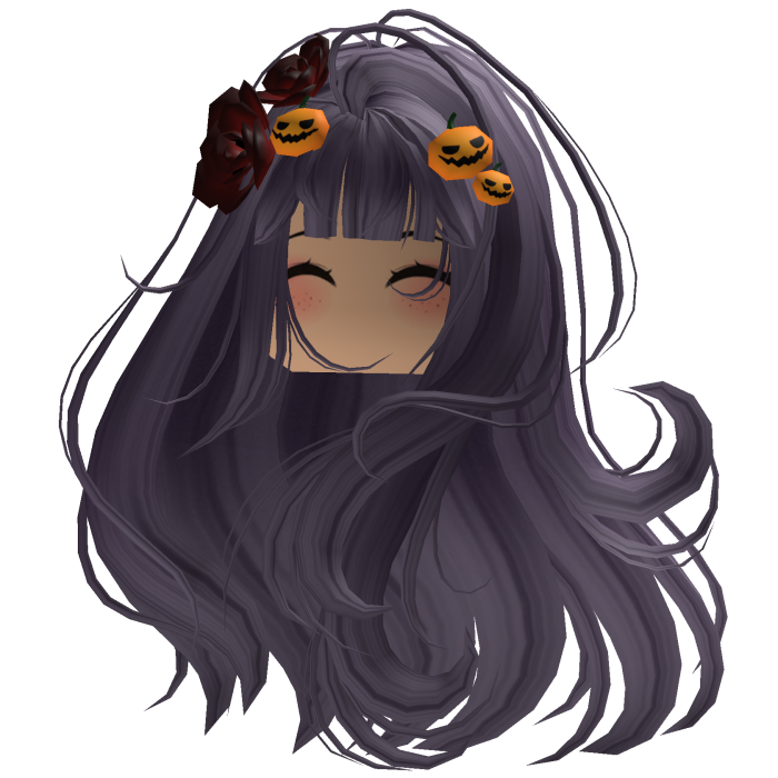 Purple Wavy Gothic Rose & Pumpkin Hair w/ Face