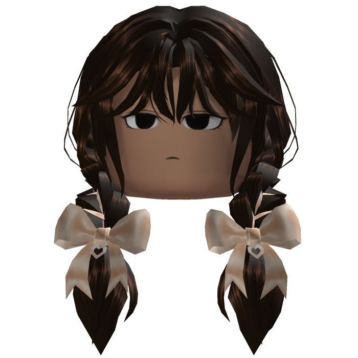 Twin Braided Hair w/ Bows (Dark Brown)