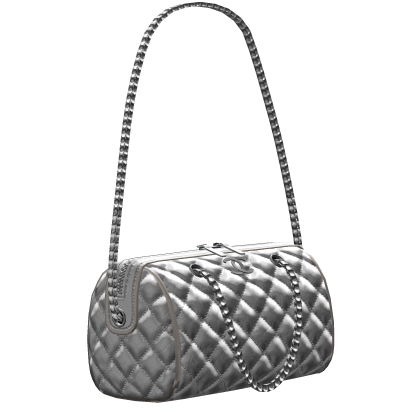 Designer White Silver Quilted Bowling Bag Roblox item