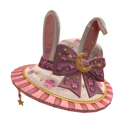 Pink Floral Bunny Witch Hat Roblox item