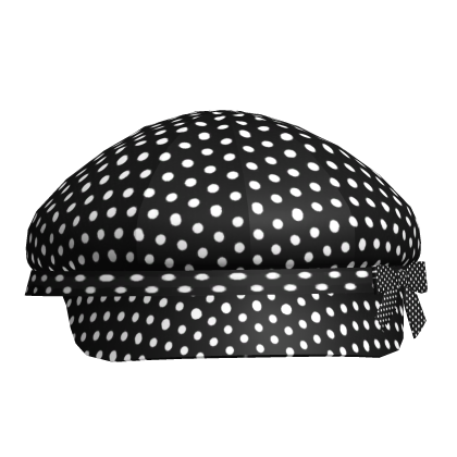 cute polka dot beret cap in black Roblox item
