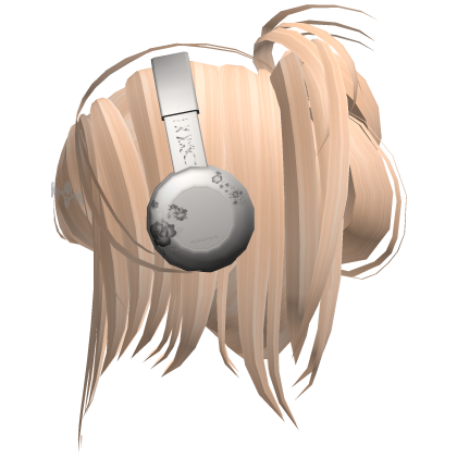 blonde messy y2k hair with headphones