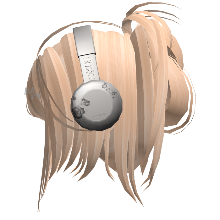 blonde messy y2k hair with headphones