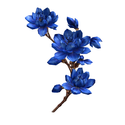 Blue Cherry Blossom Flower Maximalist Branch