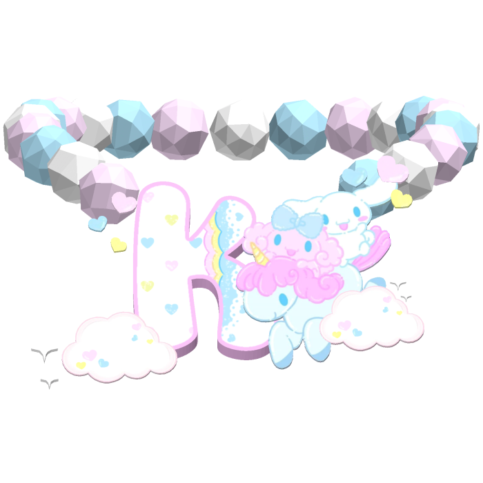 ♡ kawaii rainbow k initial pony necklace