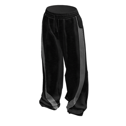 Baggy Sweatpants With Stripes (Black) thumbnail