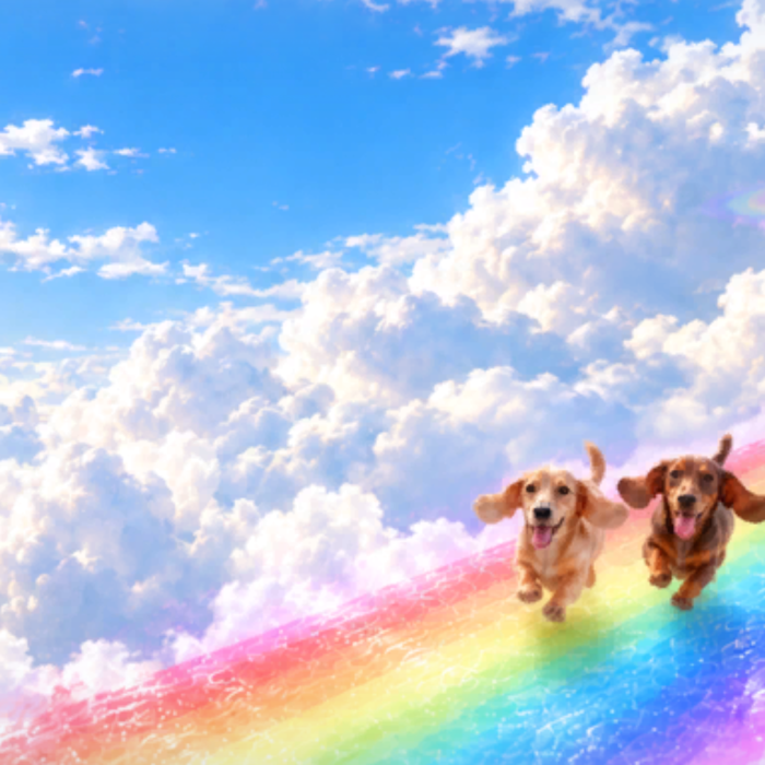 Happy Dogs Rainbow Heaven Cute Meme Background