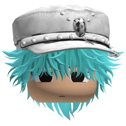 Fluffy Emo White Beret Y2K Boy Hair (Cyan)