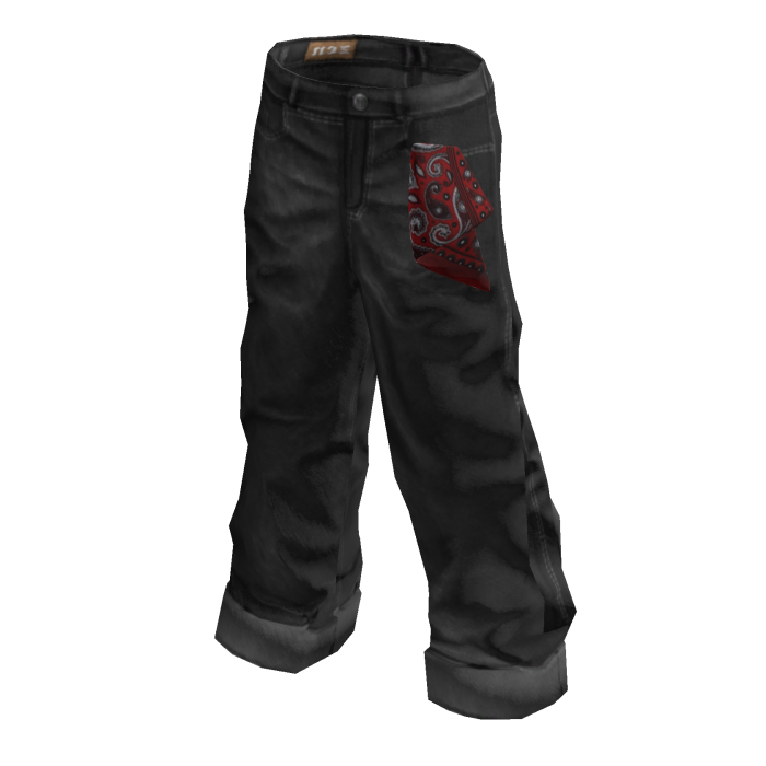 Dark Wash Baggy Denim w/ Red Bandana Pocket