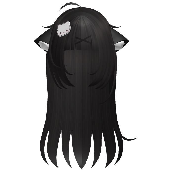 ♡ kawaii long dark brown hair w cat ears n clip