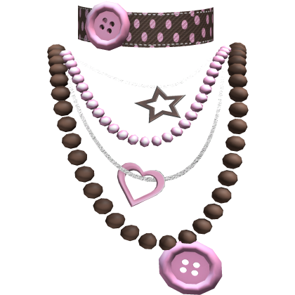 Pink Choco Layered Pearl Necklace Button Choker Roblox item