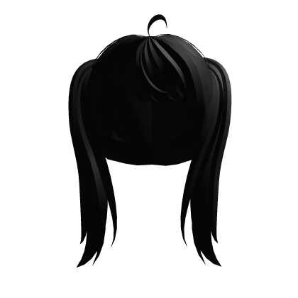 ♡ : adorable black flowy pigtails 