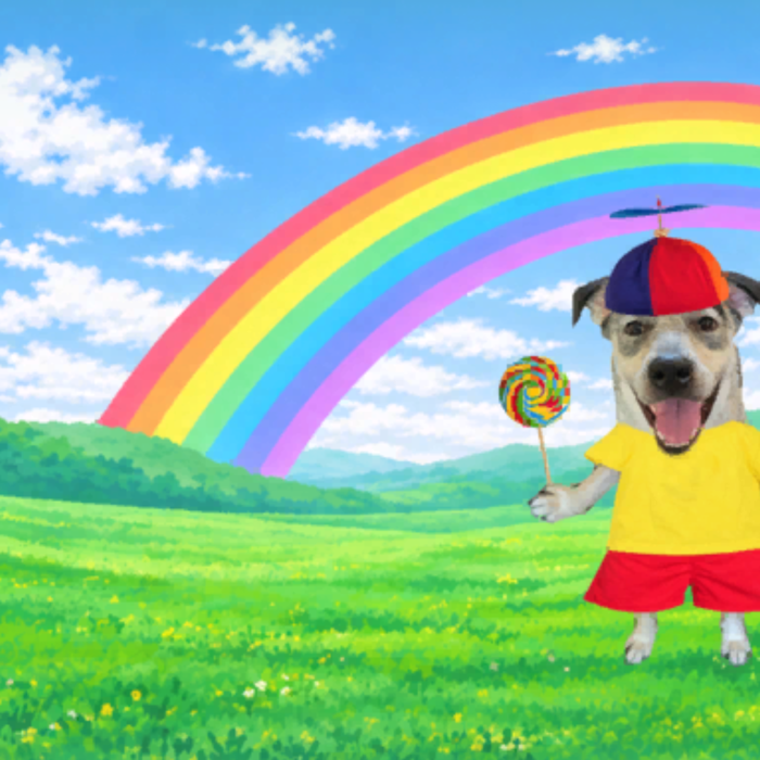Happy Propeller Dog Rainbow Meme Background