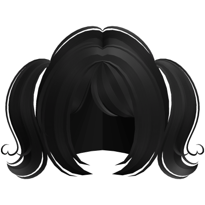 𐔌♡ : cute babydoll heart pigtails in black Roblox item