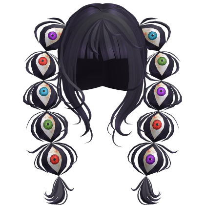 ♡ dark purple scene pigtails w rainbow eyeballs