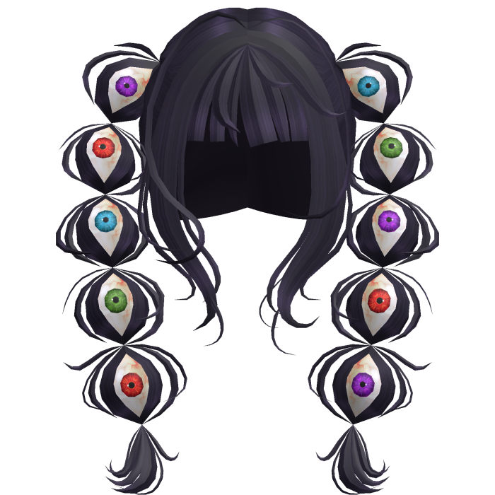 ♡ dark purple scene pigtails w rainbow eyeballs