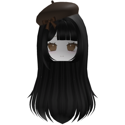 Cute Autumn Girl w/ Brown Beret & Bow
