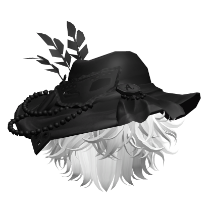 White Messy Anime Hair w/ Wide Brim Fedora thumbnail