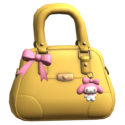 Cute Bow Purse w Kawaii Plushie Mustard/Yellow
