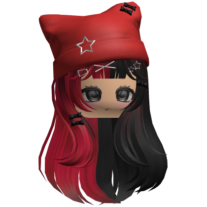 Red&Black Cute Kawaii Hair w/ Beanie Roblox item
