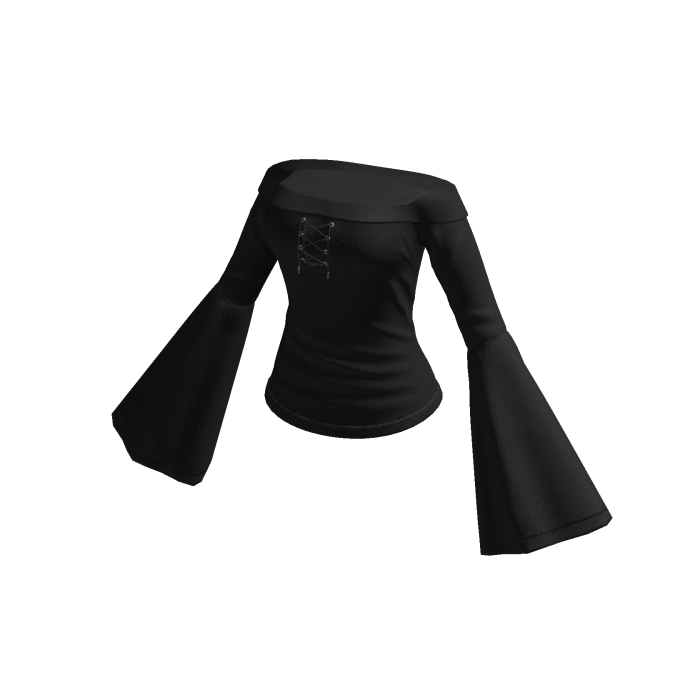 Off-Shoulder Top with Bell Sleeves (Black)