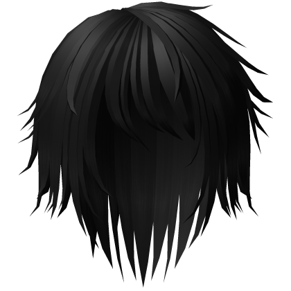 Messy Fluffy Emo Anime Wolfcut in Black Roblox item
