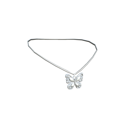 Miau Butterfly Necklace Silver and White