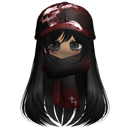 ♡ cute moe girl with emo skull hat + scarf