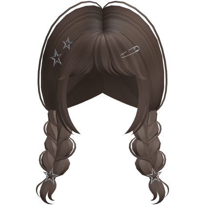 Y2K Short Braided Pigtails w/ Clips in Dark Brown Roblox item