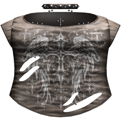 Y2k Brown Emo Ripped Shirt /w Choker