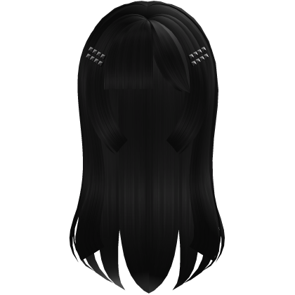 🤍 emo punk moe studded hairclip black hime hair Roblox item