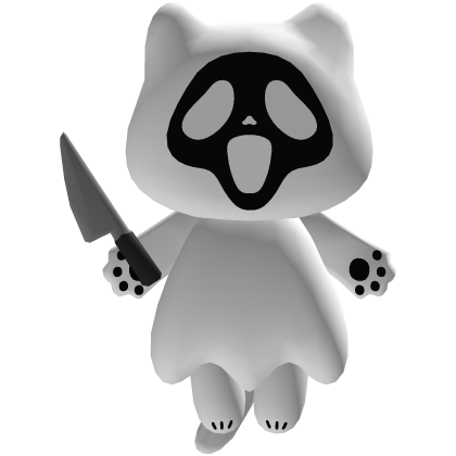 Halloween White Ghost Face Kitty Back Plush