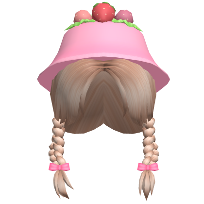 Blonde Hair with Pink Strawberry Hat