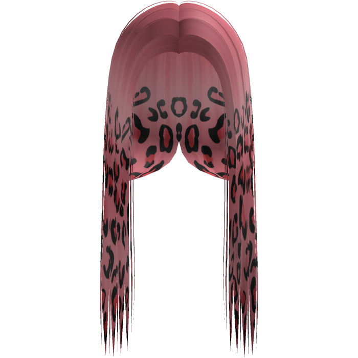 Pink Leopard Print Front-Swept Middle Part Hair