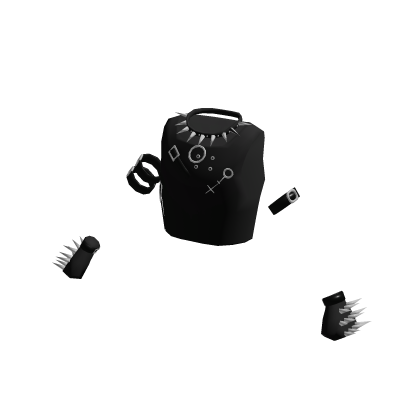 Black Goth Studded Sleeveless Shirt with Gloves