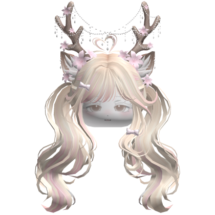 Ethereal Christmas Fairy Fawn Pigtails w/ Antlers