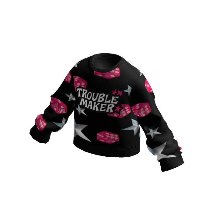 Sweater Black Pink Dice Trouble Maker
