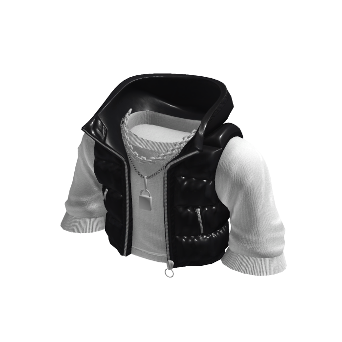 Black and White Gillet with Long Sleeves