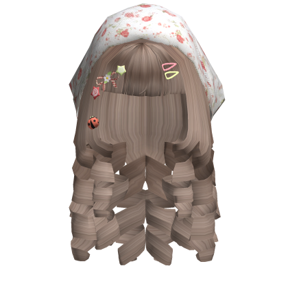 ♡ Curly Cottage Igari Hair w/Floral Bandana Roblox item