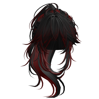 Wolfcut Anime Layered Ponytail Black&Red