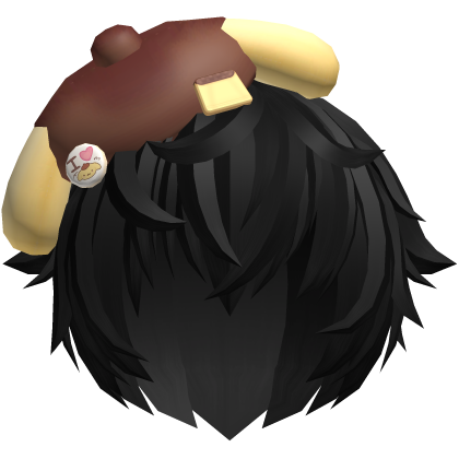 ♡ cute kawaii pompompurin boy hair 🍮 black
