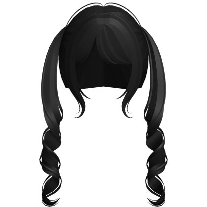 ♡ : long curly anime waifu pigtails ୨୧ black Roblox item