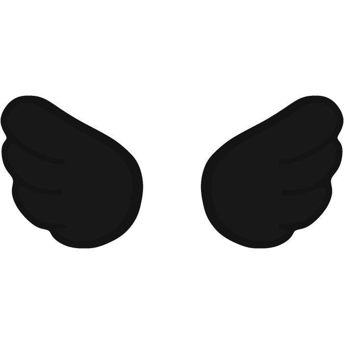 ♡ Cute Glowing Chibi Angel Wings Black