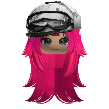 Hot Pink Tilted Goggles Cap Girl Hair