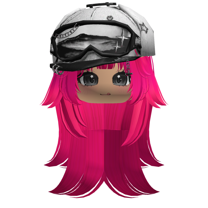 Hot Pink Tilted Goggles Cap Girl Hair
