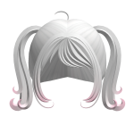 White to Pink Short Swirly Pigtails W Bangs Ombre