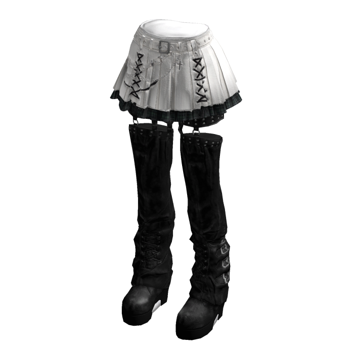 Lace-Up Mini Skirt with Tall Boots (White)