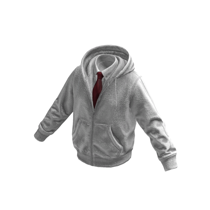 White Layered Hoodie w/ Shirt & Tie 