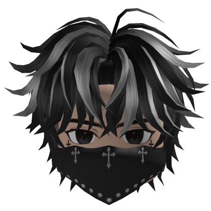 Spiky Hair w/ Bandana & Glasses (Black/Gray)